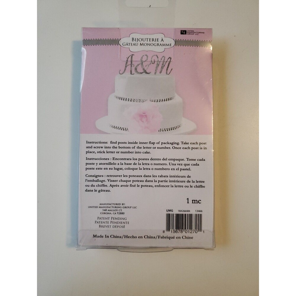 New Monogram Cake Jewelry Toppers Rhinestone Design Numbers & Letters-Lot Of 5 - Picture 7 of 7